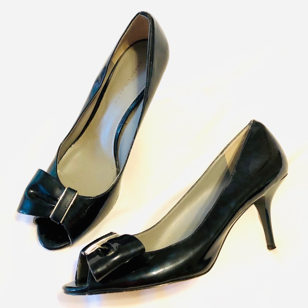 Charles & Keith Navy Peep Toe Pumps (size 41)